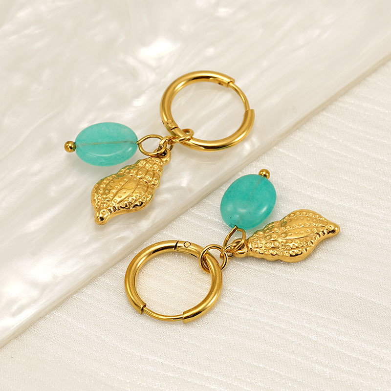 Boucles D'Oreilles Pendantes Oceanic En Acier Inoxydable Étanche Couleur Or Image3
