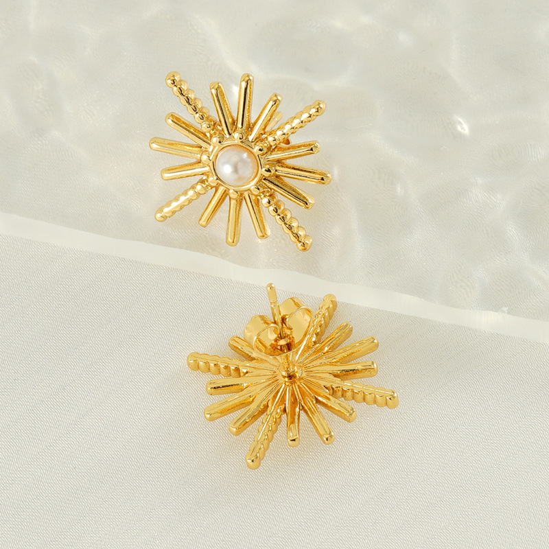 Boucles D'Oreilles Clous En Acier Inoxydable Étanche Couleur Or Image5