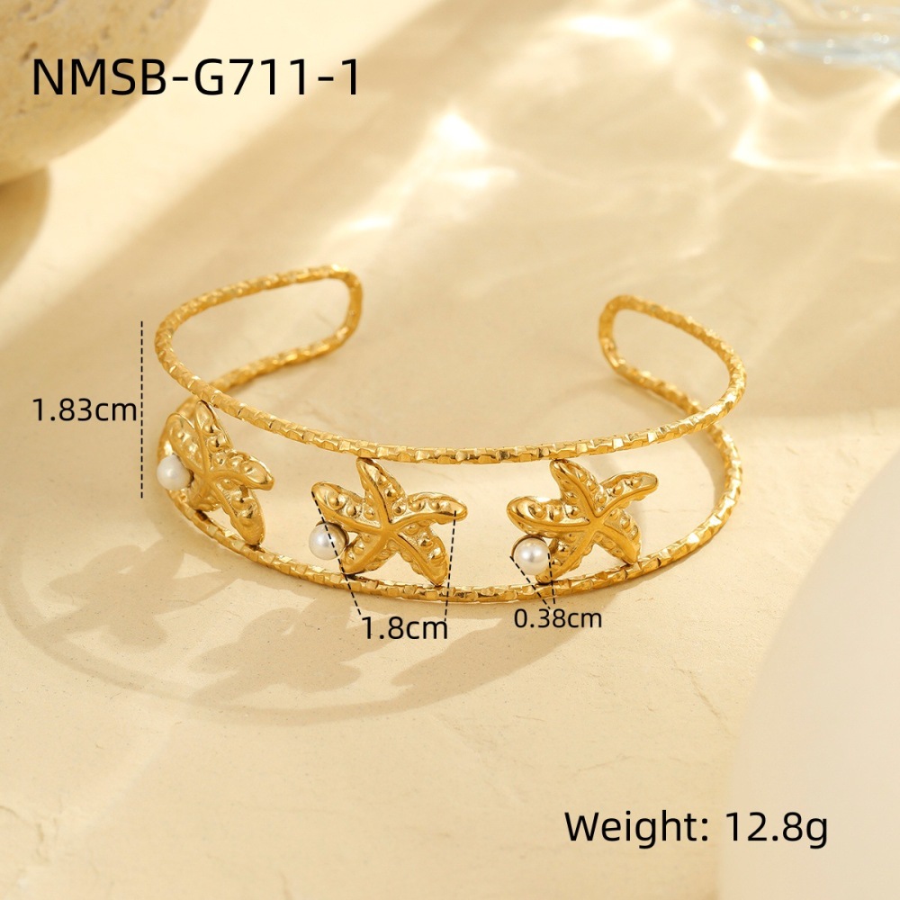 Bracelets Pour Femmes Étanches En Acier Inoxydable Doré, Motif Coquillage, Style Luxueux Image2