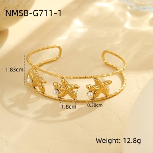 Bracelets Pour Femmes Étanches En Acier Inoxydable Doré, Motif Coquillage, Style Luxueux h5 Image2