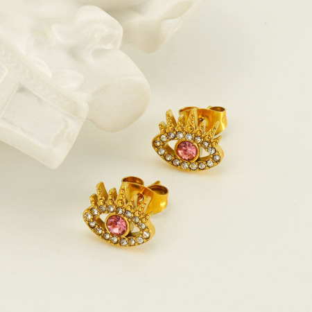 Boucles d'oreilles piercing œil de diable en acier inoxydable étanche couleur or 2