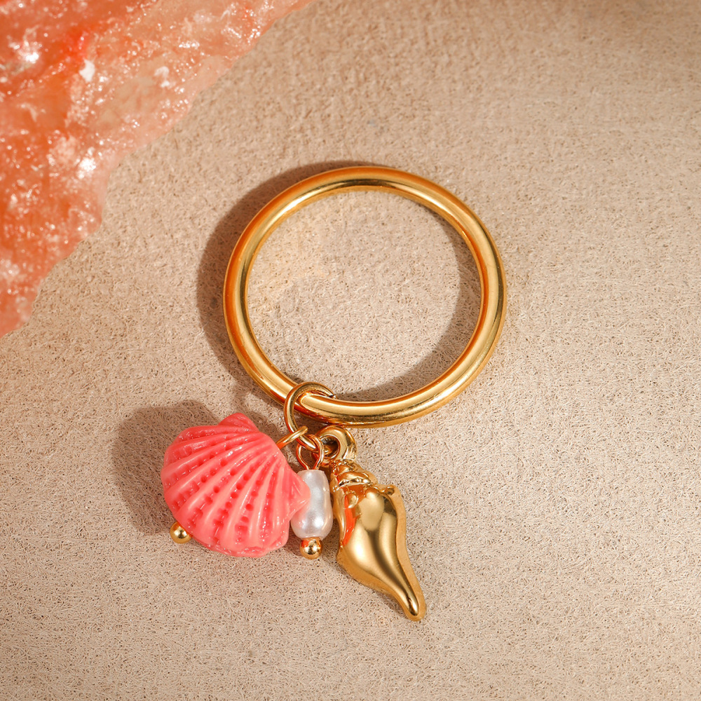 Bagues Tendance En Acier Inoxydable Doré, Étanches, Collection « Tortue De Vacances » (1 Paire) Image3