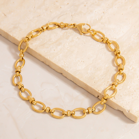 Bracelet chaîne pour femme Simple Series Daily Geometric en acier inoxydable doré étanche 2
