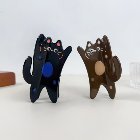 Pinces À Cheveux En Acétate Pour Femme, Motif Chaton De Dessin Animé Mignon