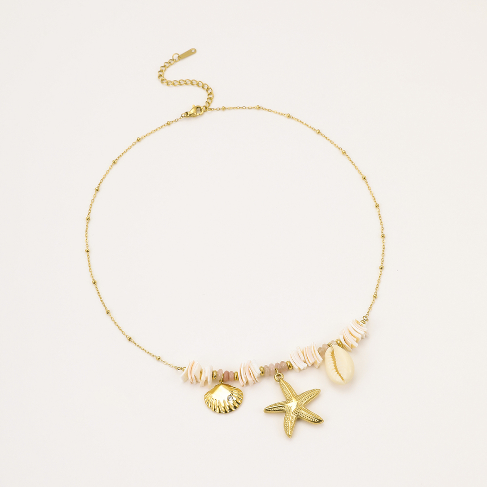 Colliers Pendentifs Pour Femmes, Design Créatif, Coquillage, Étoile De Mer, Couleur Or 