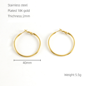 Boucles D'Oreilles Créoles Classiques En Acier Inoxydable Étanche Couleur Or h5 Image2