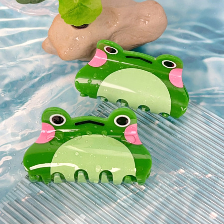Pinces À Cheveux En Acrylique Pour Femmes, Motif Grenouille De Dessin Animé Mignon