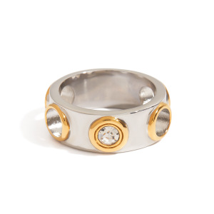 Bague Tendance Style Punk En Acier Inoxydable Étanche, Couleurs Mélangées h5 Image4