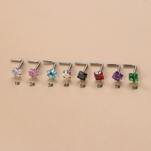 1 Pièce De La Série Simple, Forme Géométrique Simple, En Acier Inoxydable Étanche, Sans Placage, Avec Zircon. Clou De Nez Pour Femme. h5 Image5