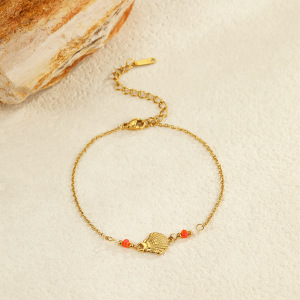 1 Paire De Bracelets À Breloques Pour Femme, Collection Romantique, Motif Tortue, En Acier Inoxydable, Étanches, Couleur Or. h5 Image3