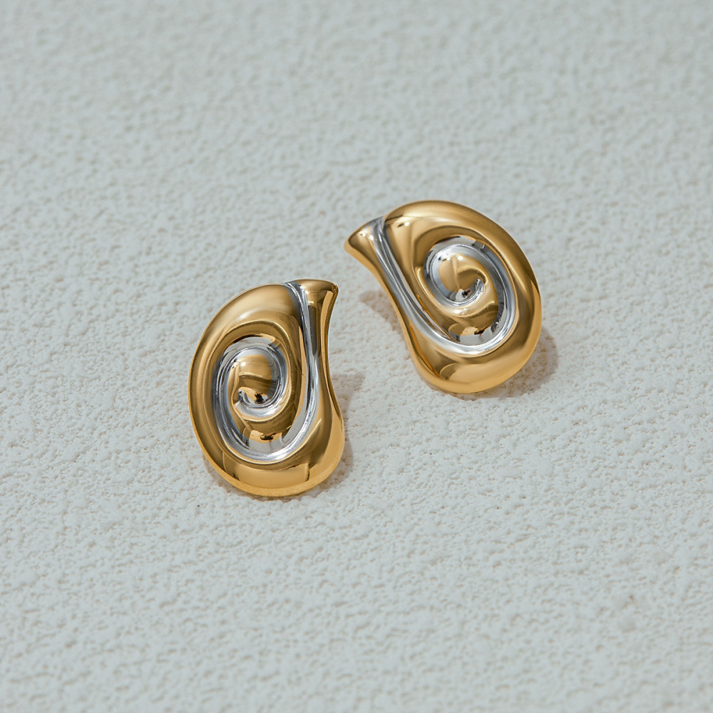 Boucles D'Oreilles À Clous En Acier Inoxydable Spiralé, Étanches Et De Couleurs Assorties Image3
