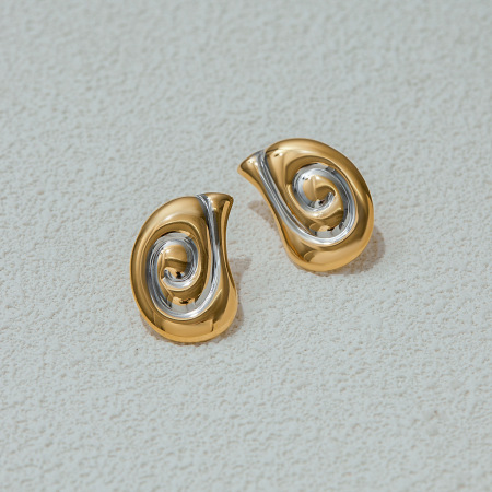 Boucles d'oreilles à clous en acier inoxydable spiralé, étanches et de couleurs assorties 2