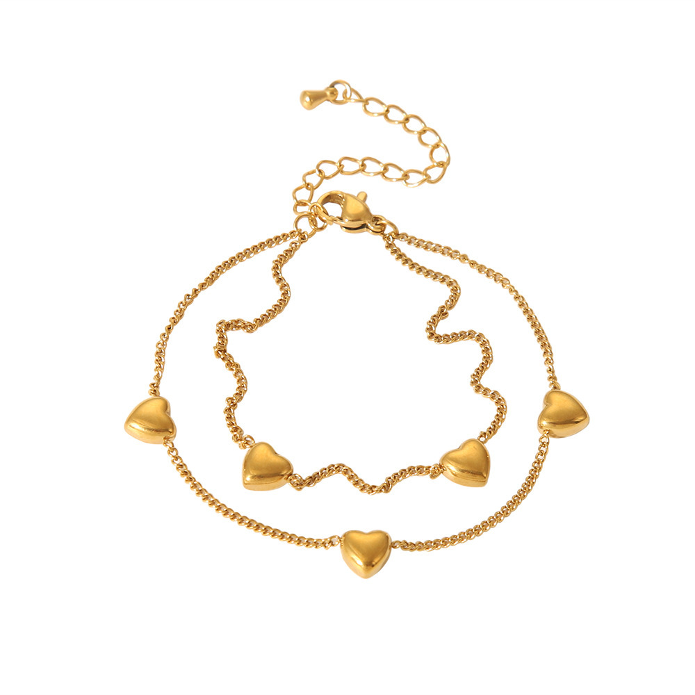 Bracelets Simple Series Daily Heart En Acier Inoxydable Étanche Couleur Or Image4