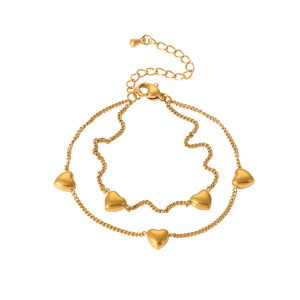 Bracelets Simple Series Daily Heart En Acier Inoxydable Étanche Couleur Or h5 Image4