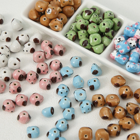 1 Pièce De Perle En Céramique En Forme De Chien Mignon Pour Bijoux À Faire Soi-Même
