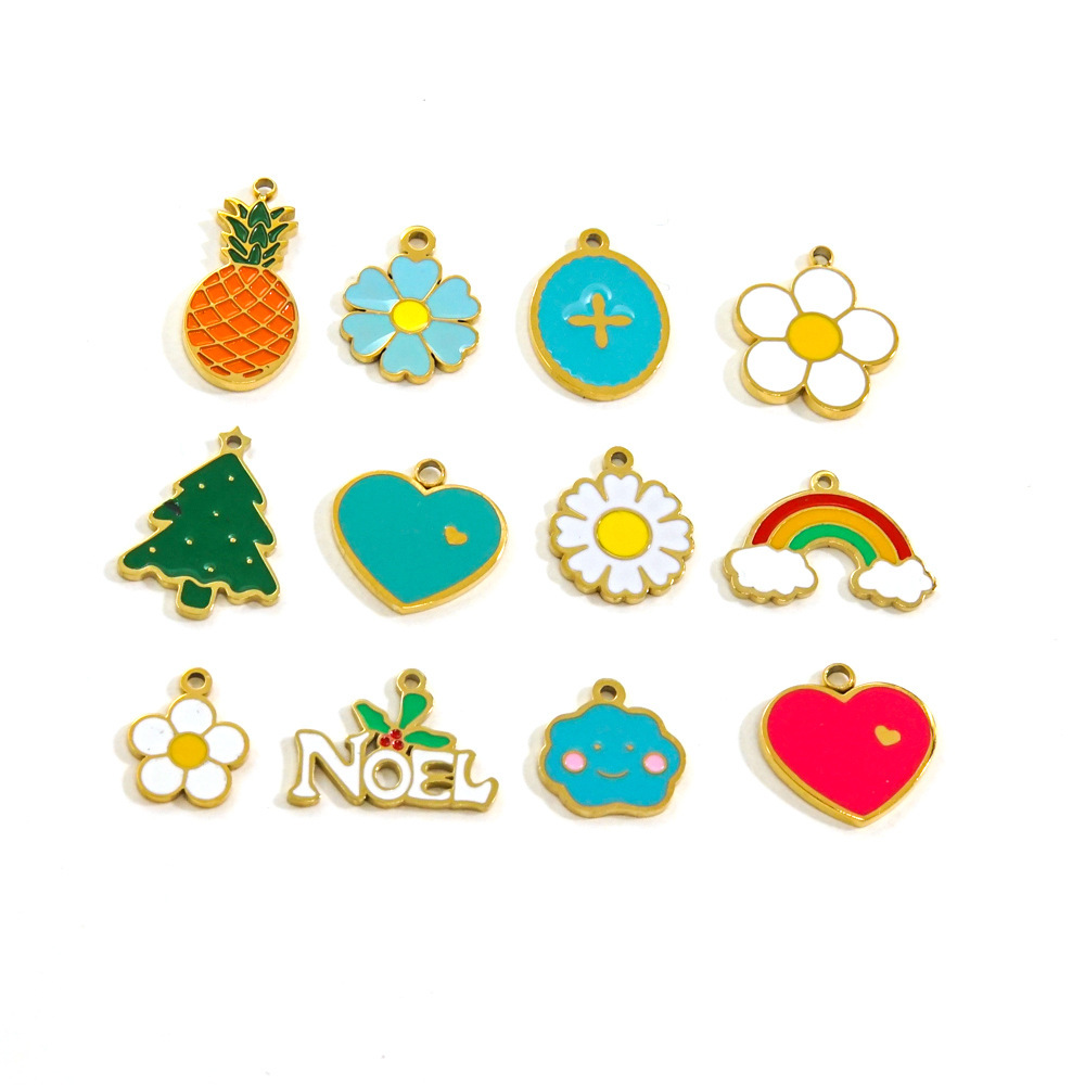 1 Paire De Pendentifs Pour Femmes, Motif Plante Classique, En Acier Inoxydable Étanche, Série Simple Image5
