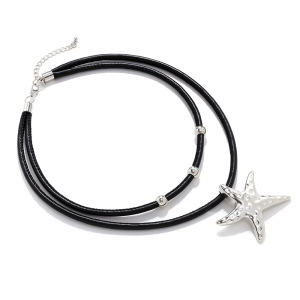 Colliers Avec Pendentif Étoile De Mer En Alliage De Corde Pu h5 Image2