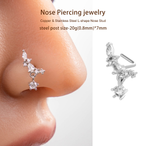 1 Pièce De Piercing De Nez Géométrique En Cuivre Doré Et Zircon Pour Femme h5 Image6