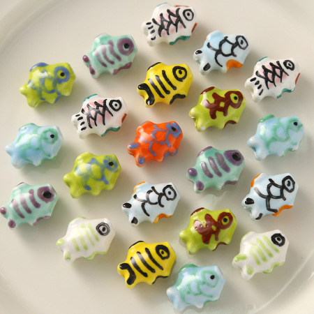 1 pièce de perle en céramique en forme de poisson pour bijoux à faire soi-même