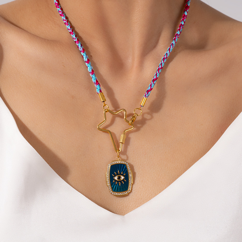 Colliers Pendentifs Pour Femmes Opulent Eye En Acier Inoxydable Étanche Couleur Or Image6