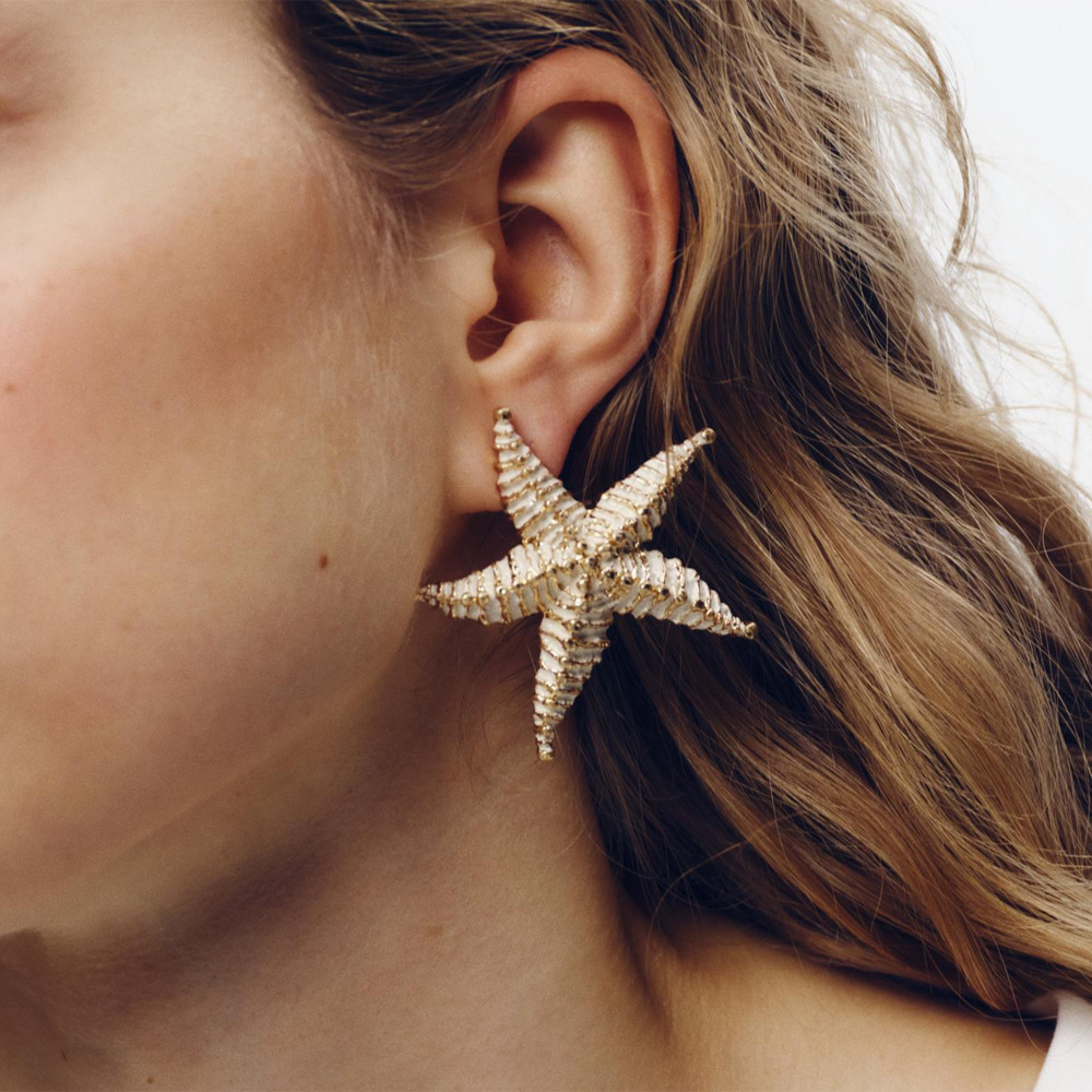 Boucles D'Oreilles À Tige En Alliage Étoile De Mer Image3