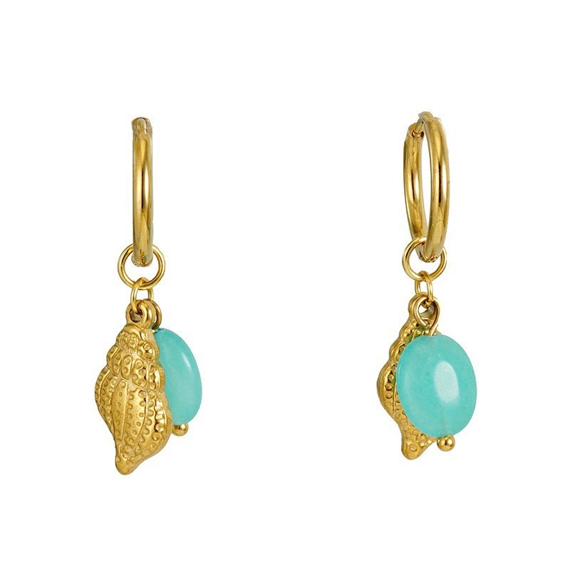 Boucles D'Oreilles Pendantes Oceanic En Acier Inoxydable Étanche Couleur Or 