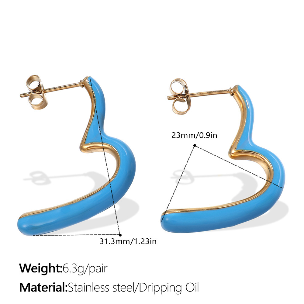 Boucles D'Oreilles Puces En Acier Inoxydable Imperméables En Forme De Cœur 