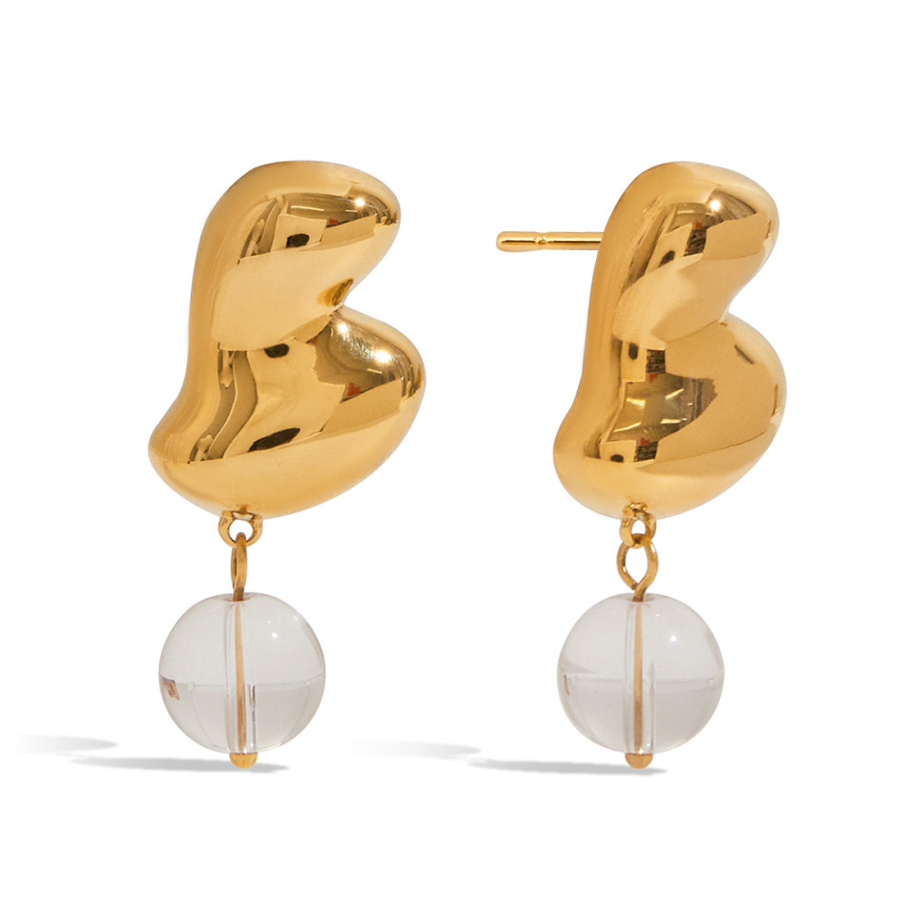 Boucles D'Oreilles Pendantes En Acier Inoxydable Doré, Couleur Cœur, Étanches.