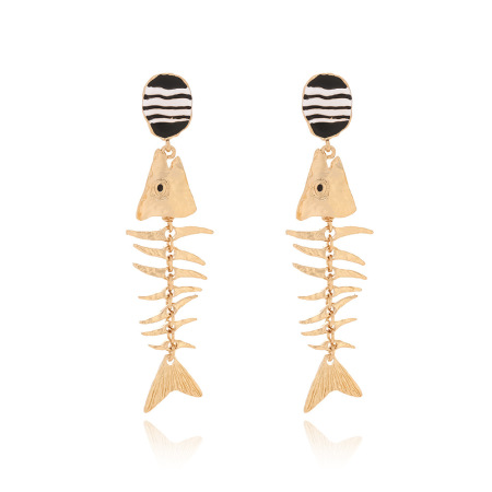 boucles d'oreilles pendantes en alliage en forme d'arête de poisson