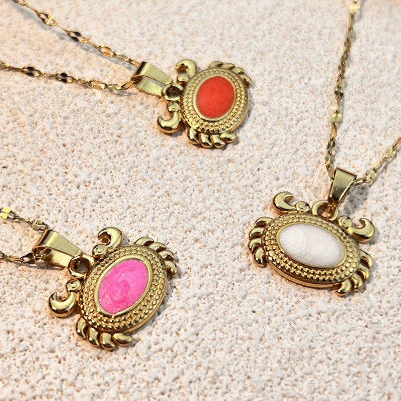 Colliers Pendentifs Crabe En Acier Inoxydable Étanche Couleur Or Image3