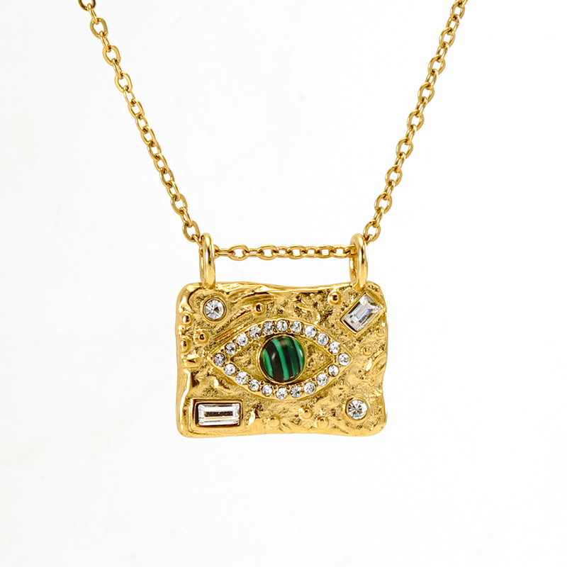 Colliers Pendentifs Œil Du Diable En Acier Inoxydable Étanche Couleur Or 