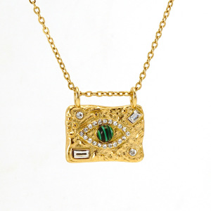 Colliers Pendentifs Œil Du Diable En Acier Inoxydable Étanche Couleur Or h5 