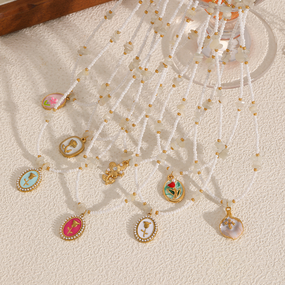 Colliers Pendentifs Romantiques En Acier Inoxydable Étanche Couleur Or Image3