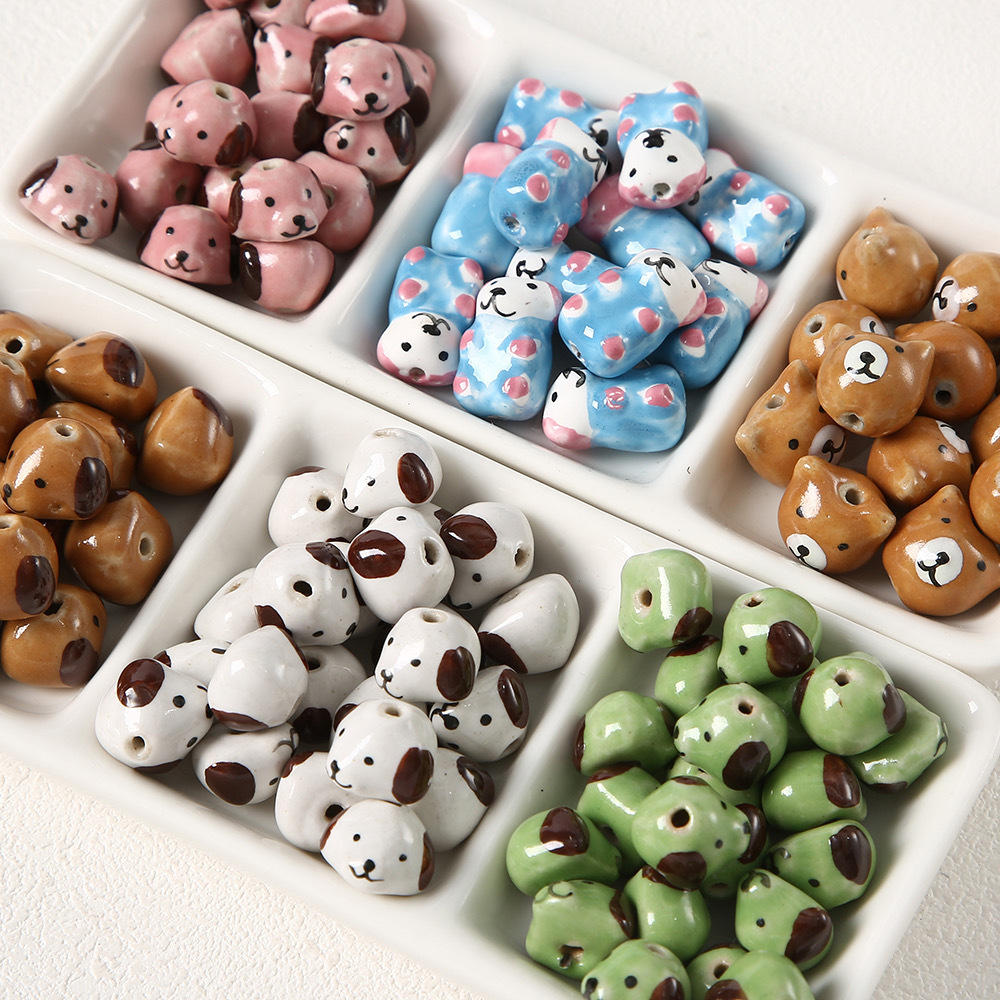 1 Pièce De Perle En Céramique En Forme De Chien Mignon Pour Bijoux À Faire Soi-Même Image2
