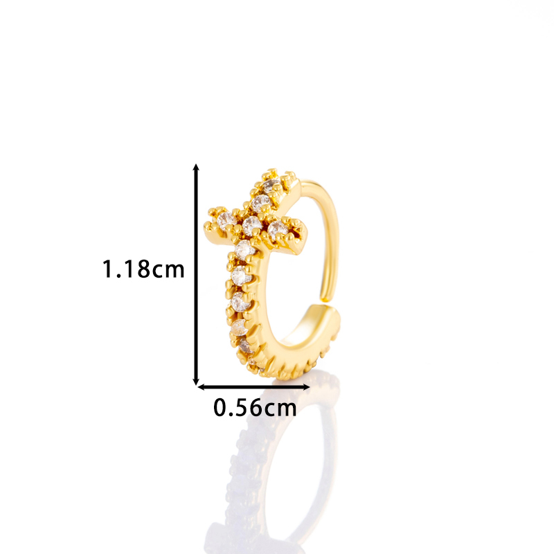 1 Pièce Délicate Croix Cuivre Couleur Or Zircon Nez Pour Femme Image2