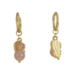 Boucles D'Oreilles Pendantes En Acier Inoxydable Doré, Imperméables, Motif Feuilles h5