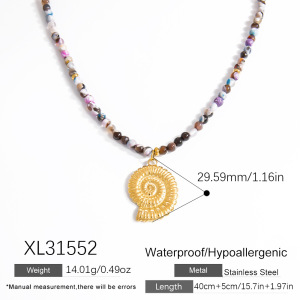 Colliers De Perles Pour Femmes Designable Sun En Acier Inoxydable Étanche Couleur Or Avec Pierres Naturelles h5 Image2