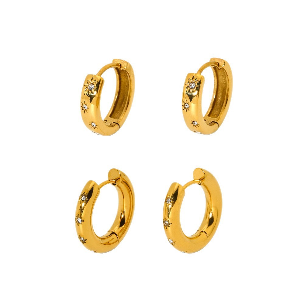 Boucles D'Oreilles Simple Series Daily Geometric En Acier Inoxydable Étanche Couleur Or h5Image5