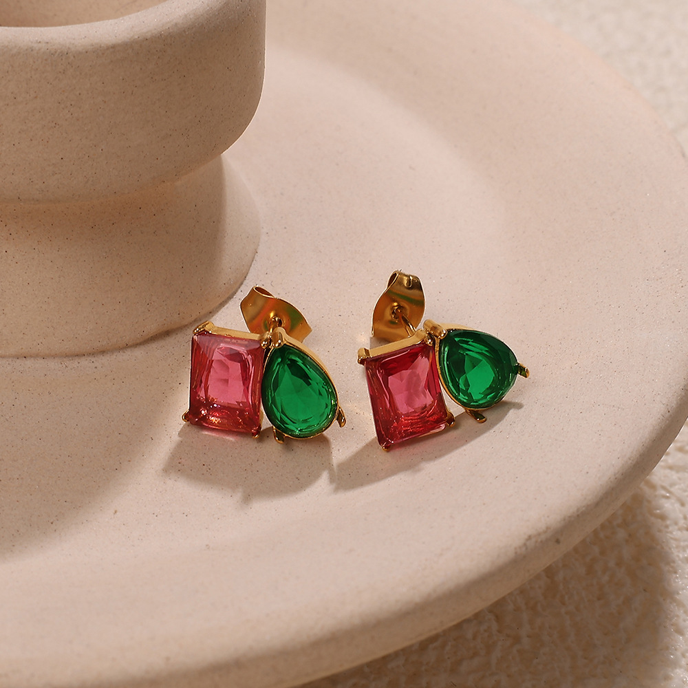 Boucles D'Oreilles Clous En Acier Inoxydable Étanche Couleur Or Image4
