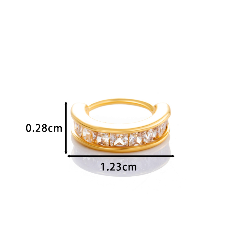 1 Piercing De Nez Rectangulaire En Cuivre Doré Et Zircon Pour Femme Image2