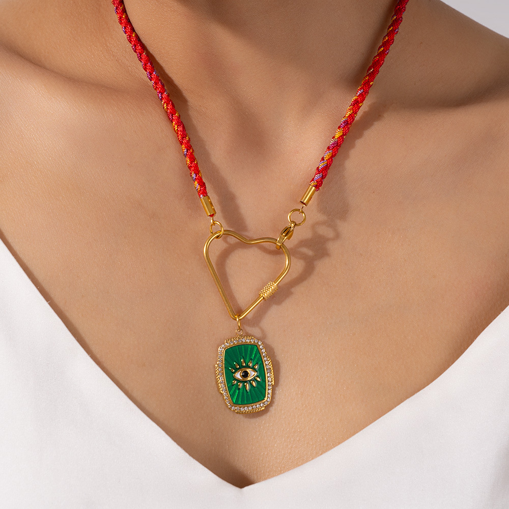 Colliers Pendentifs Pour Femmes Opulent Eye En Acier Inoxydable Étanche Couleur Or Image7