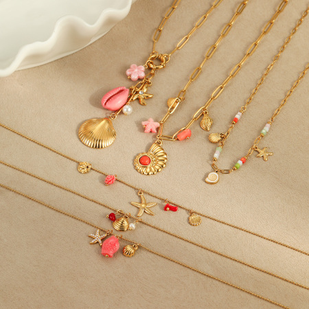Colliers pour femmes en acier inoxydable étanche, collection Ocean Series, design simple 2