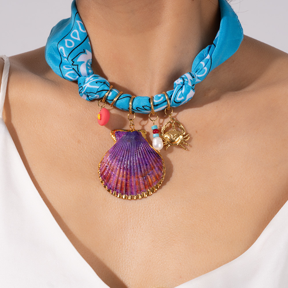 Collier Pendentif Élégant Pour Femme, En Acier Inoxydable, Couleur Or, Avec Motif Coquillage Et Étanchéité. Image4