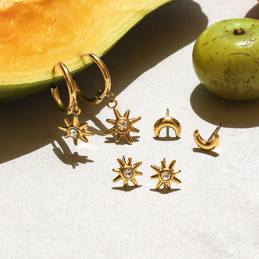 Ensembles De Boucles D'Oreilles Couleur Or En Acier Inoxydable Ins Style 