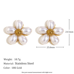 Boucles D'Oreilles À Tige Élégantes Et Simples En Acier Inoxydable En Forme De Fleur Pour Femme h5 Image2