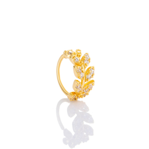 1 Pièce De Piercing De Nez Pour Femme En Forme De Feuille, Cuivre, Couleur Or Et Zircon h5