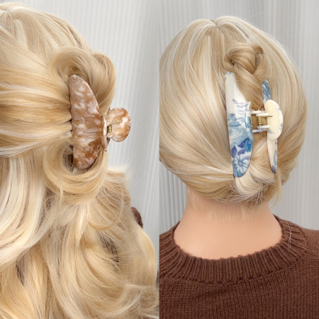 Pinces à cheveux simples et élégantes en résine pour femmes, motif Swoosh 2