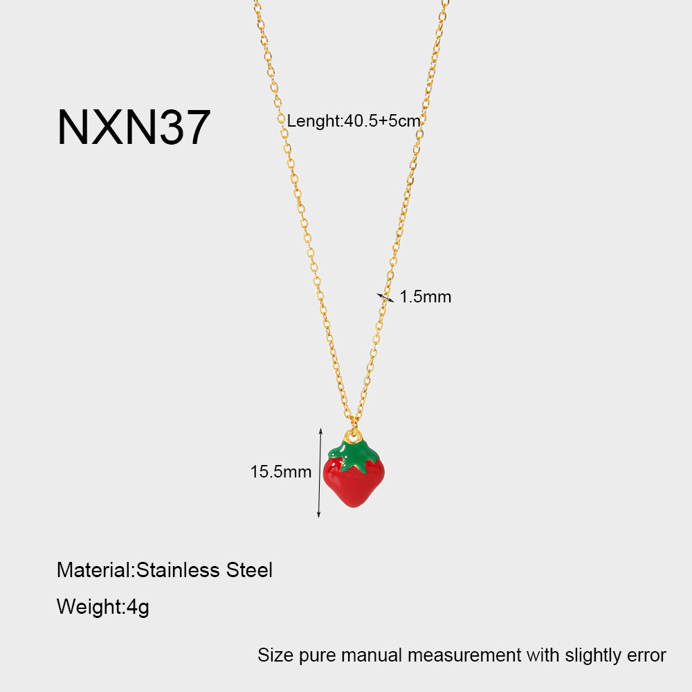 Colliers Pendentifs Pour Femmes, Collection Romantique, Motif Fraise Douce, En Acier Inoxydable Étanche 