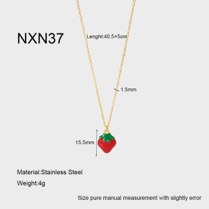 Colliers Pendentifs Pour Femmes, Collection Romantique, Motif Fraise Douce, En Acier Inoxydable Étanche h5 