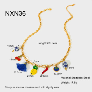 Colliers Pendentifs En Acier Inoxydable Diy De La Série Sweet Fruit h5 